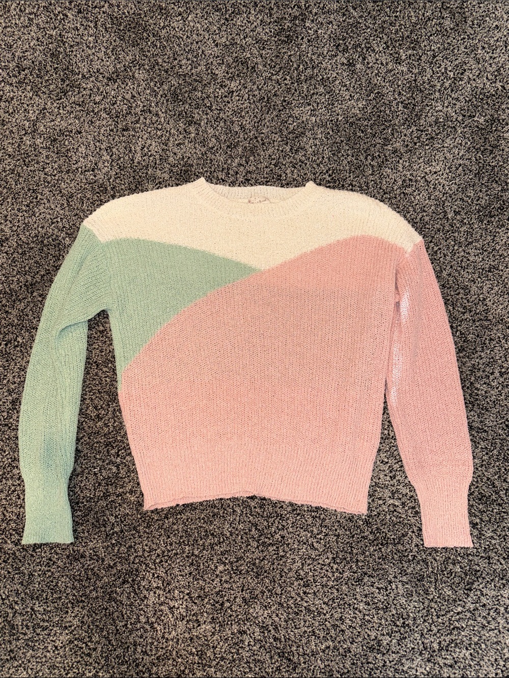 Hem & Thread Cream Open-Weave Crewneck Sweater
